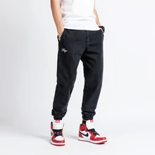 Japanese Style Fashion Men Jeans Black Color Loose Fit Denim Cargo Pants Hip Hop Jeans Men Size S-5XL Slack Bottom Jogger Jeans