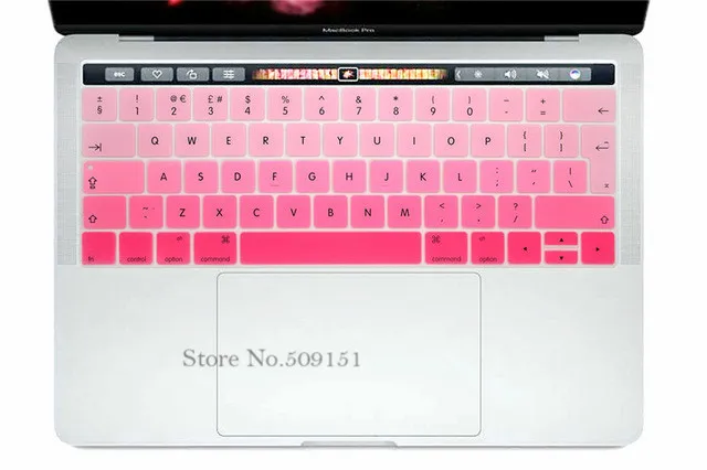 Градиентная силиконовая крышка клавиатуры наклейки протектор кожи для Mac Pro 1" 15 A1706 A1707 A1989 A1990 с сенсорной панелью Европейская версия - Цвет: Pink