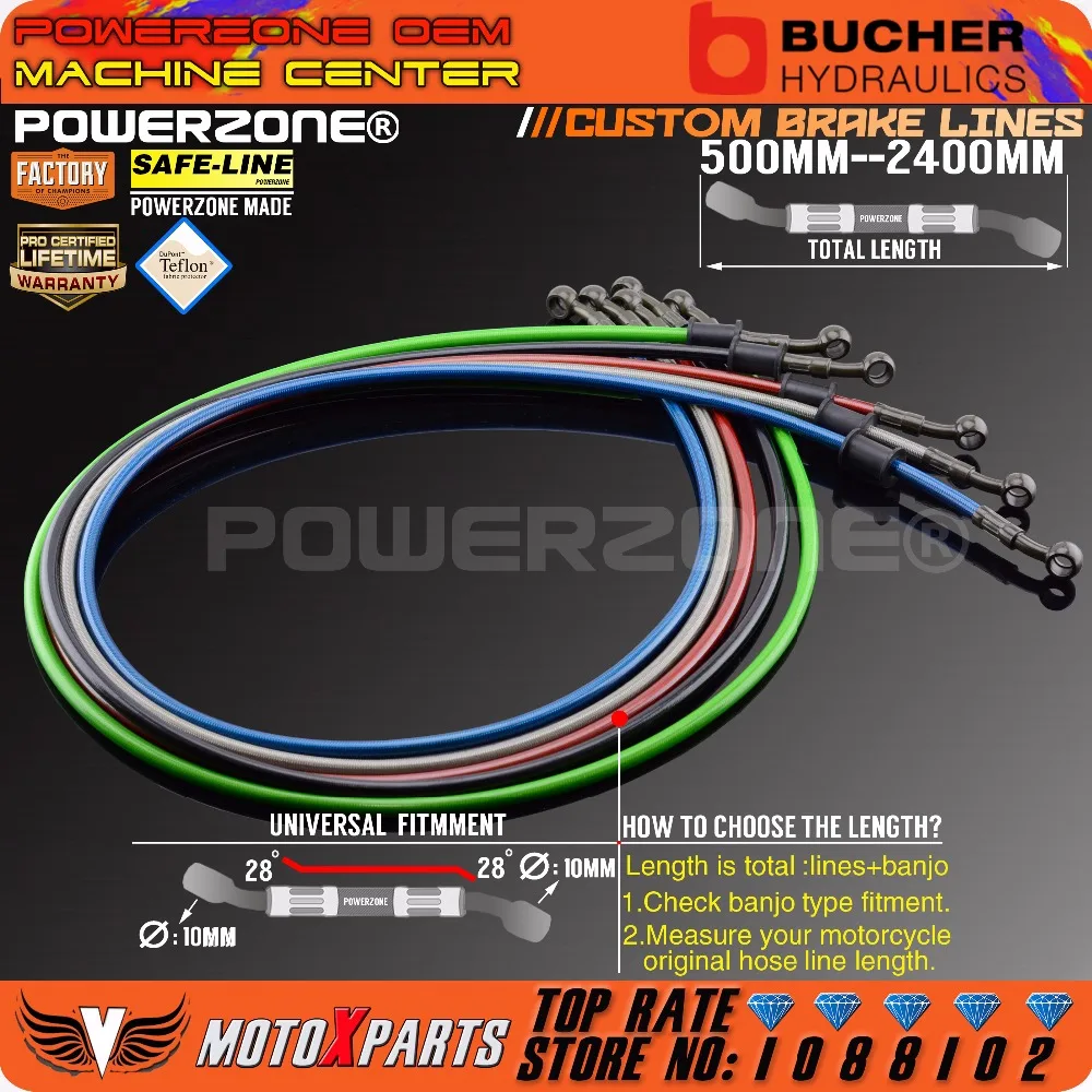 Мотоцикл Байк Плетеный Стальной гидравлический усиленный тормозной линии сцепления Масляный шланг 500 до 2400 мм Универсальный подходит для гонок MX