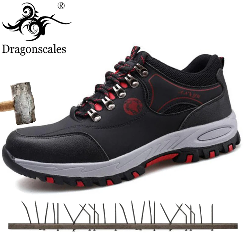

New Summer High Quality Men's Safety Work Shoes Leather Breathable Lightweight Anti-piercing Steel Headdress Casual Fashion