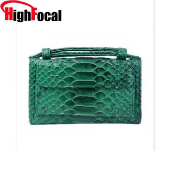 

HIGHFOCAL Genuine Leather Chains Shoulder Bags Women's Serpentine Crossbody Bag High Qulity Flap Totes Ladies Handbag Clutch Bag