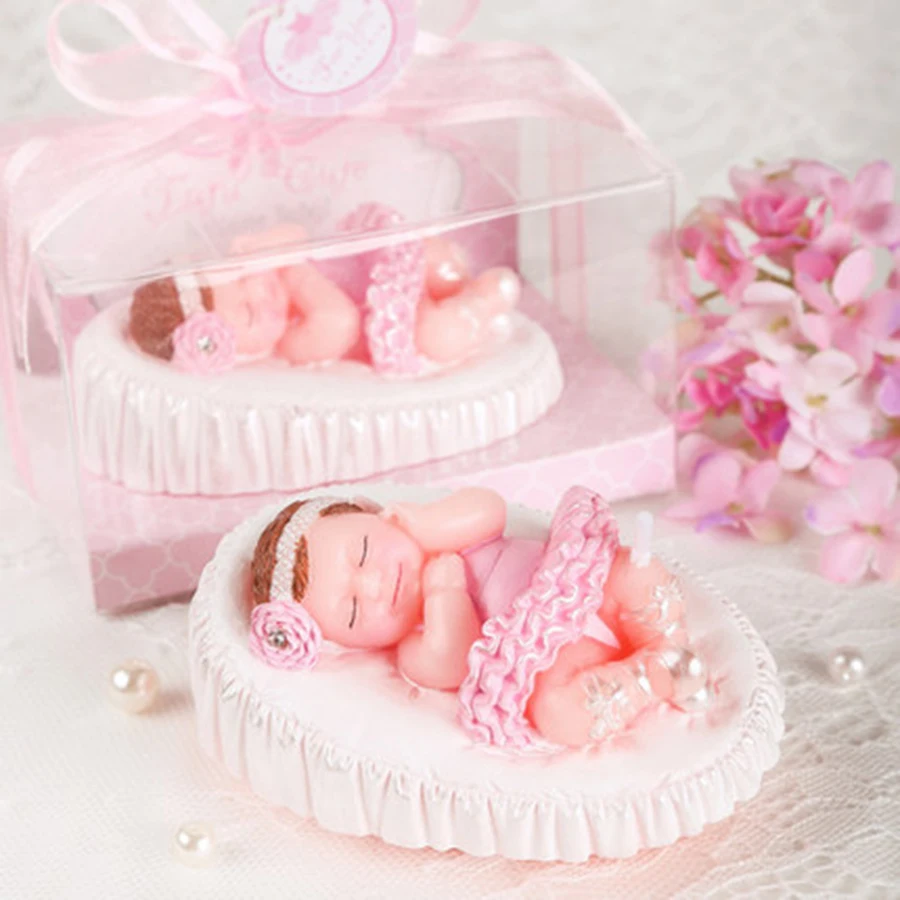 

Sleep Baby Candle Decoration Wax Color Pink Scented Candles Birthday For Kids Hediyelik Cartoon Romantic Candle Party 50LZ008