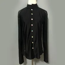 Стиль, мужские костюмы для латинских танцев, передний спандекс с длинным рукавом, мужская рубашка для латинских танцев, мужская рубашка для латинских танцев, A81