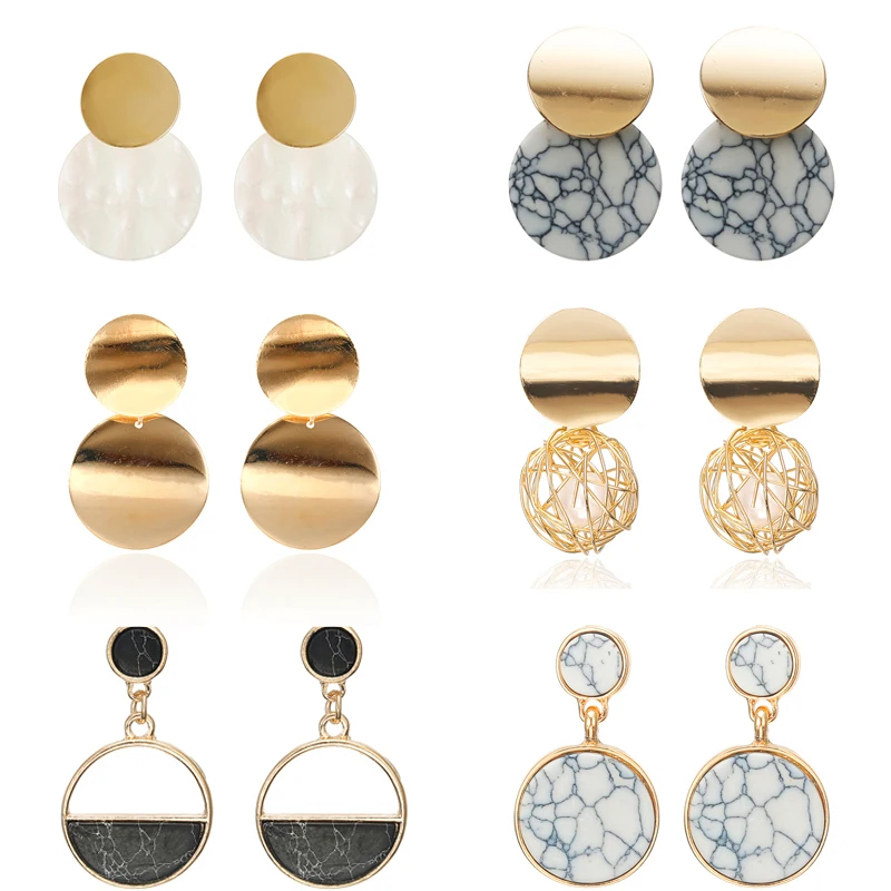 Новейшие модные геометрические серьги для женщин, каменные серьги с простым дизайном, ювелирные изделия,, Прямая поставка, Классические круглые серьги