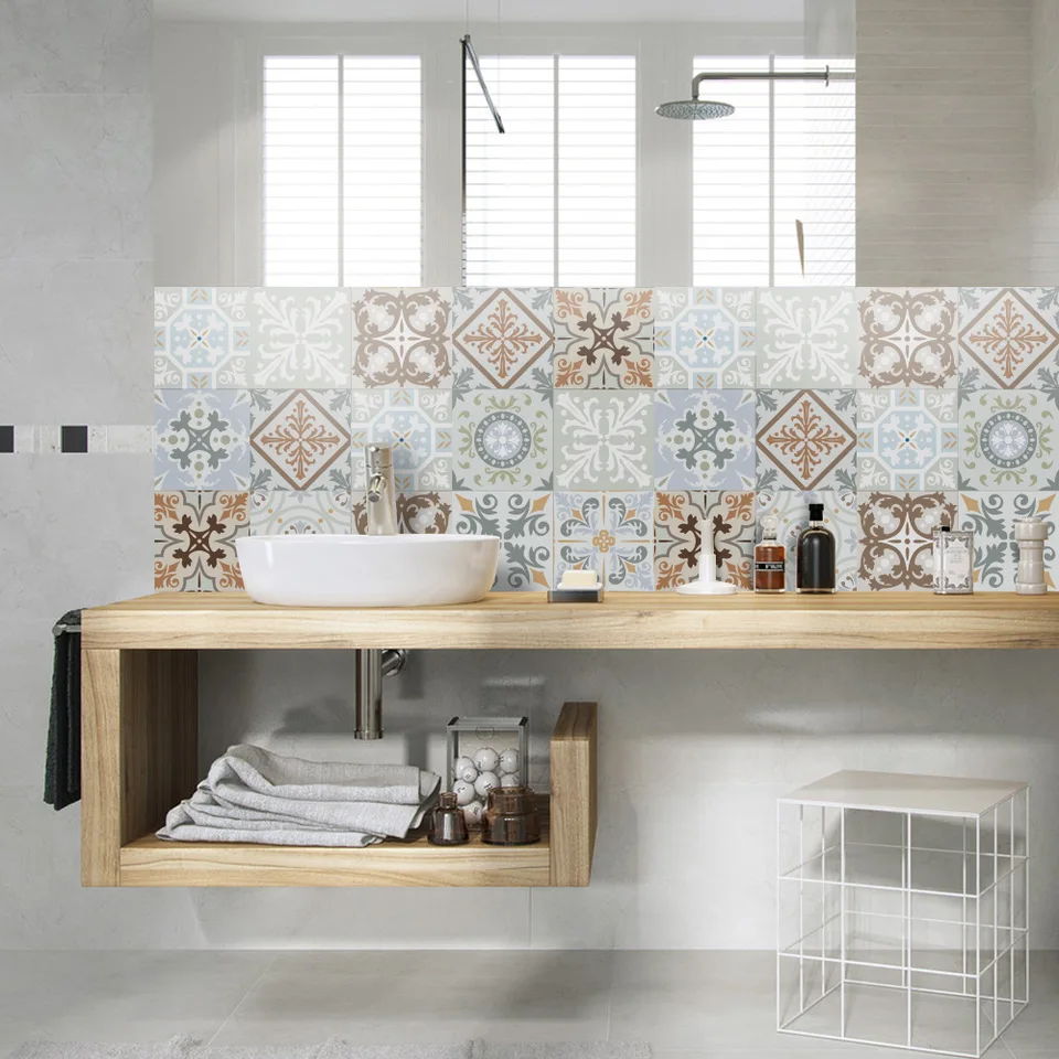 Funlife Self Adhesive Tiles Sticker Waterproof Bathroom Kitchen Backsplash Decor Peel And Stick Vintage Moroccan Tile Wall Decal Wall Stickers Aliexpress