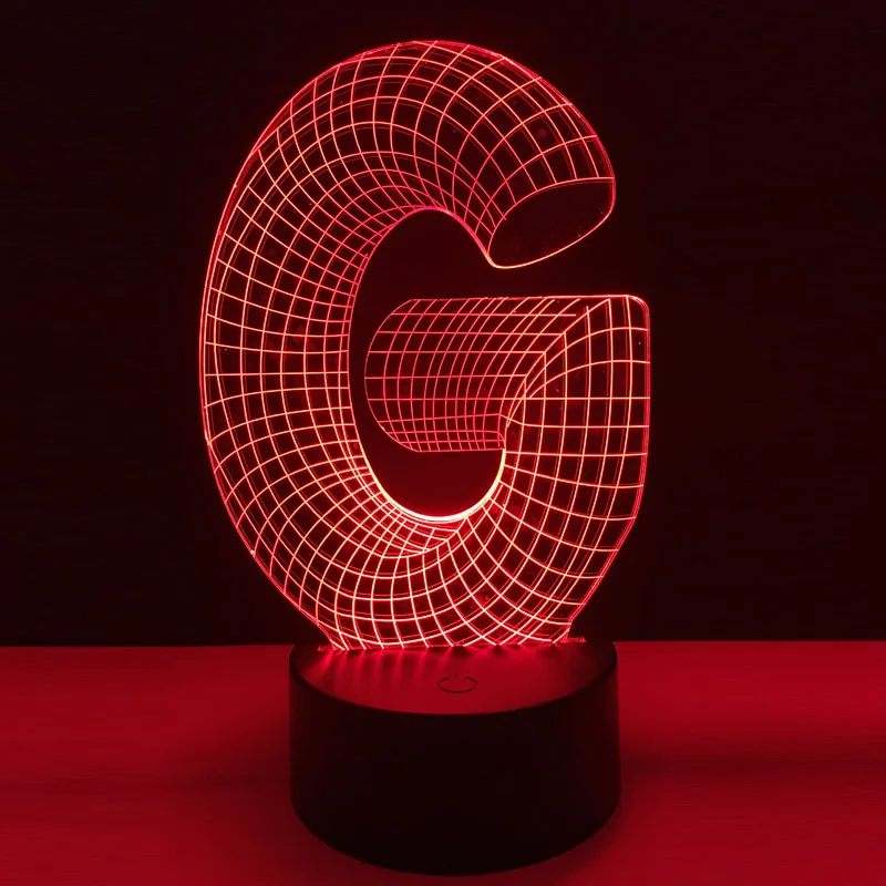 Уникальный 3D лампа алфавит G многоцветный USB RGB Светодиодный Ночник настольный декор домашнего бара Рождественский RC подарок лайтбокс детские игрушки