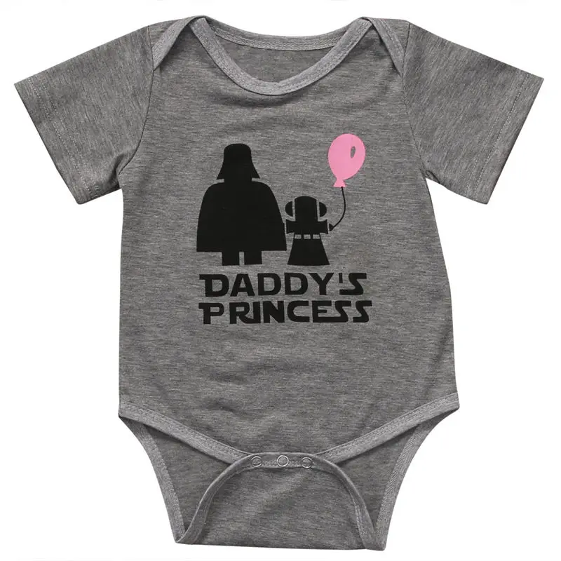 

DADDY'S PRINTCESS Letter 2017 New Cotton Newborn Infant Baby Girl Gray Romper Jumpsuit Clothes Sunsuit Outfits