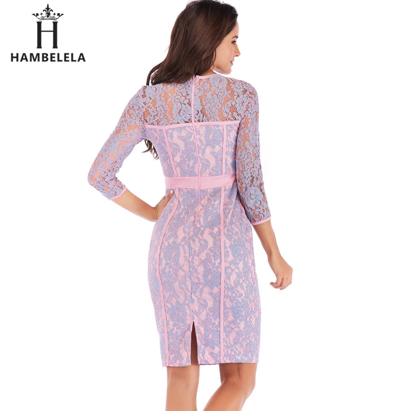 HAMBELE Party Lace Dress Women Elegant Long Sleeve Floral Eyelash Lace Bdoycon Dress Vintage Pencil Office Vestidos Women Dress (1)