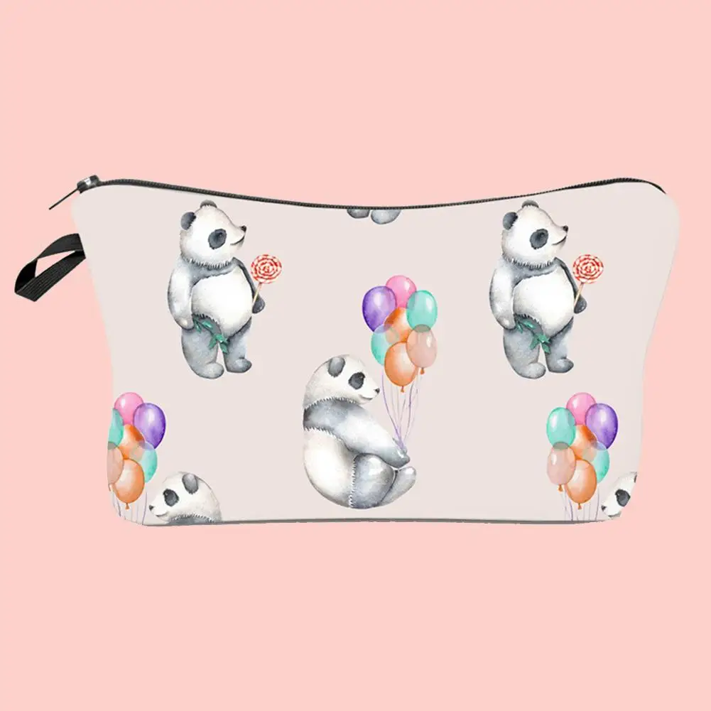 Cute Cartoon Panda Balloon Print Zipper Makeup Brush Storage Women Cosmetic Bag Maquiagem Profissional Organizer косметичка | Багаж и