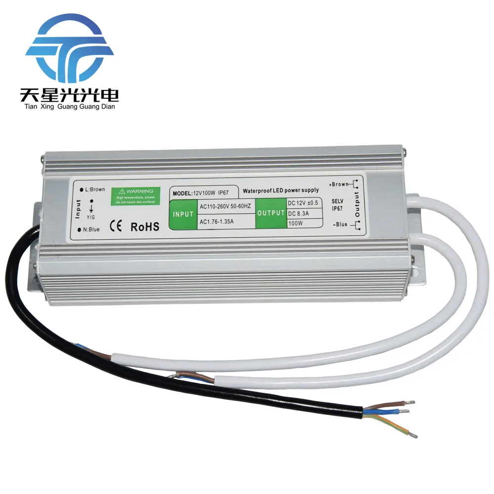 txg quality ac110 260v to dc12v 10 150w ip67 waterproof outdoor led