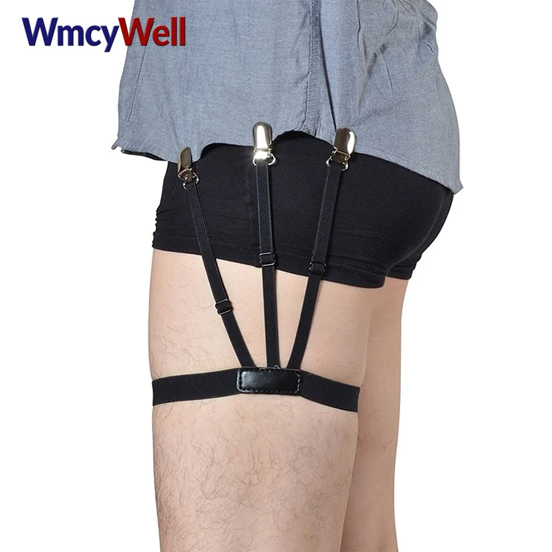WmcyWell Mens Dress Shirt Stay Leg Thigh Suspender Garters Keep Shirt Tucked in with Non slip
