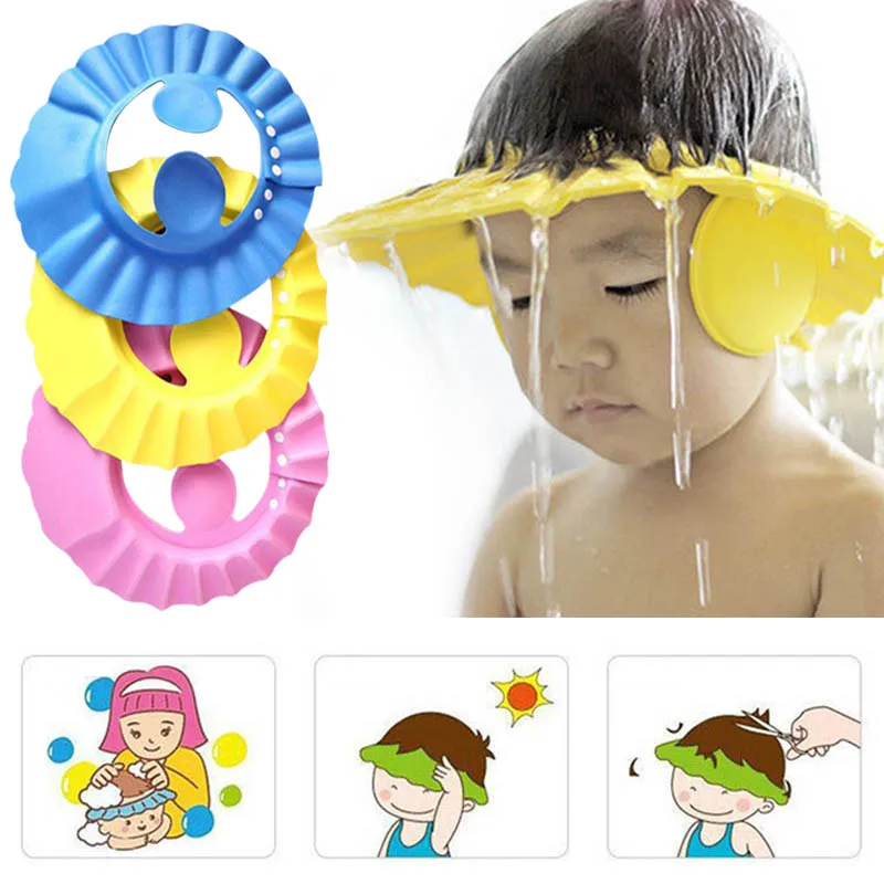 Детская шапочка для душа, инструменты для ухода за ребенком, детский душ, 1 шт., защита для ванны, регулируемая, водонепроницаемая, мягкая, портативная