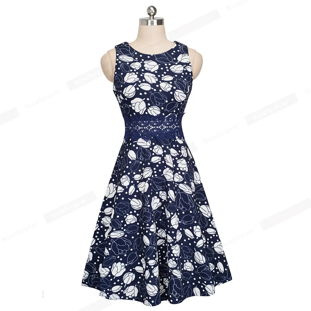 Nice-forever Vintage Elegant Embroidery Floral Lace Patchwork vestidos A-Line Pinup Business Women Party Flare Swing Dress A079 103 Nice-forever Vintage Elegant Embroidery Floral Lace Patchwork vestidos A-Line Pinup Business Women Party Flare Swing Dress A079 103