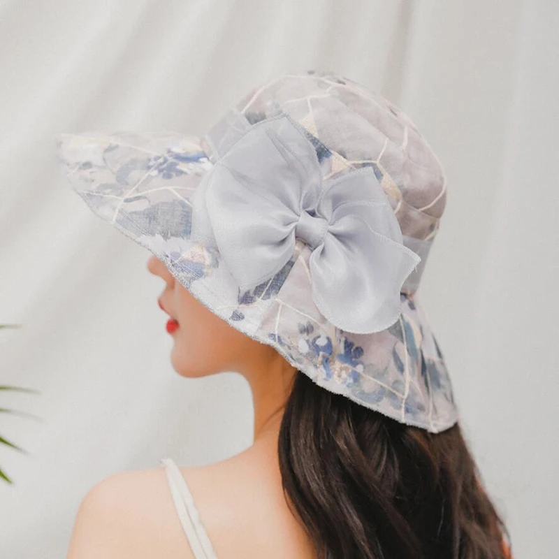 

SUOGRY Elegant Fashion Women's Church Summer Gorras Hat Wedding Kentucky Derby Hats For Women Wide Brim Sun Sea Beach Flower Hat