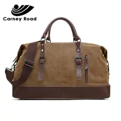 Carney road высокое качество холст кожа для мужчин дорожные сумки Carry on чемодан сумки большой ёмкость выходные сумка ночь