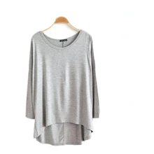 New 100% Cotton Spring Female Long Sleeve T Shirt Women O Neck Bat Sleeve Casual Loose Big Size Asymmetric Long T-shirts Top D4 lace trim asymmetric neck t shirt