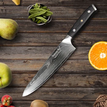 

SUNNECKO 8" inch Chef Knife Kitchen Knives Japanese 73 Layer Damascus VG10 Steel Sharp Balde Cutting Tools G10 Sanding Handle