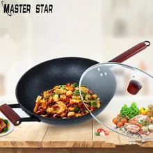 Мастер Звезда антипригарная сковорода чугунный горшок общего использования для газовой и индукционной плиты Бездымная сковорода с крышкой