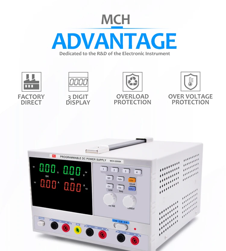 Программируемый Линейный источник питания постоянного тока 32V 5A Регулируемый с фиксированным 2A и выбором 2,5 V 3,3 V 5V RS232 настольный источник питания