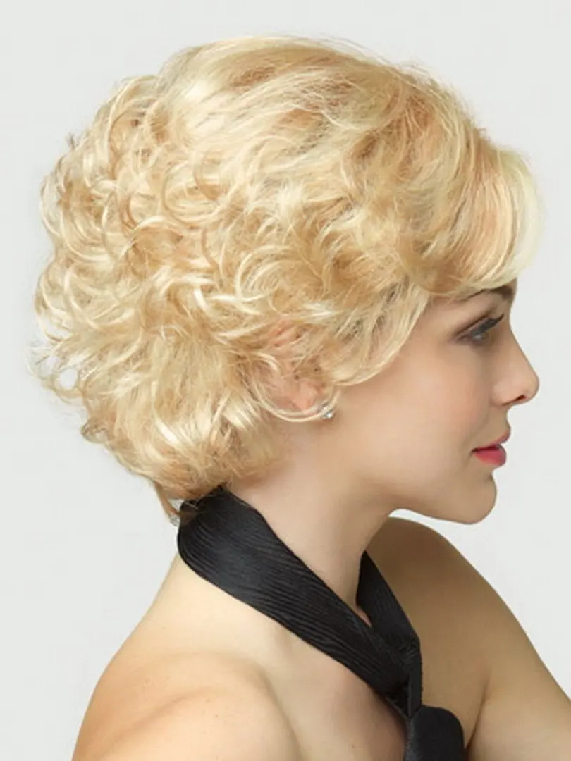 Synthetic Fluffy Simulation Scalp Hair Elegant Short Curly Wigs