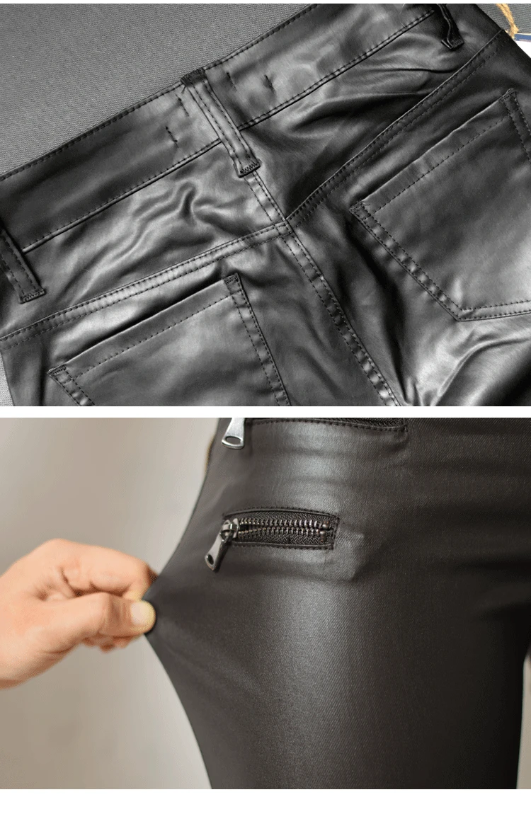 2017 Amazon EBAY AliExpress Hot European and American women's models burst low waist Slim feet PU leather pants double zipper (12)
