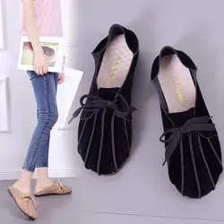 2018 Новинка осени Корейская Женская галстук с обувь с бантом обувь на плоской подошве Удобные два женская обувь