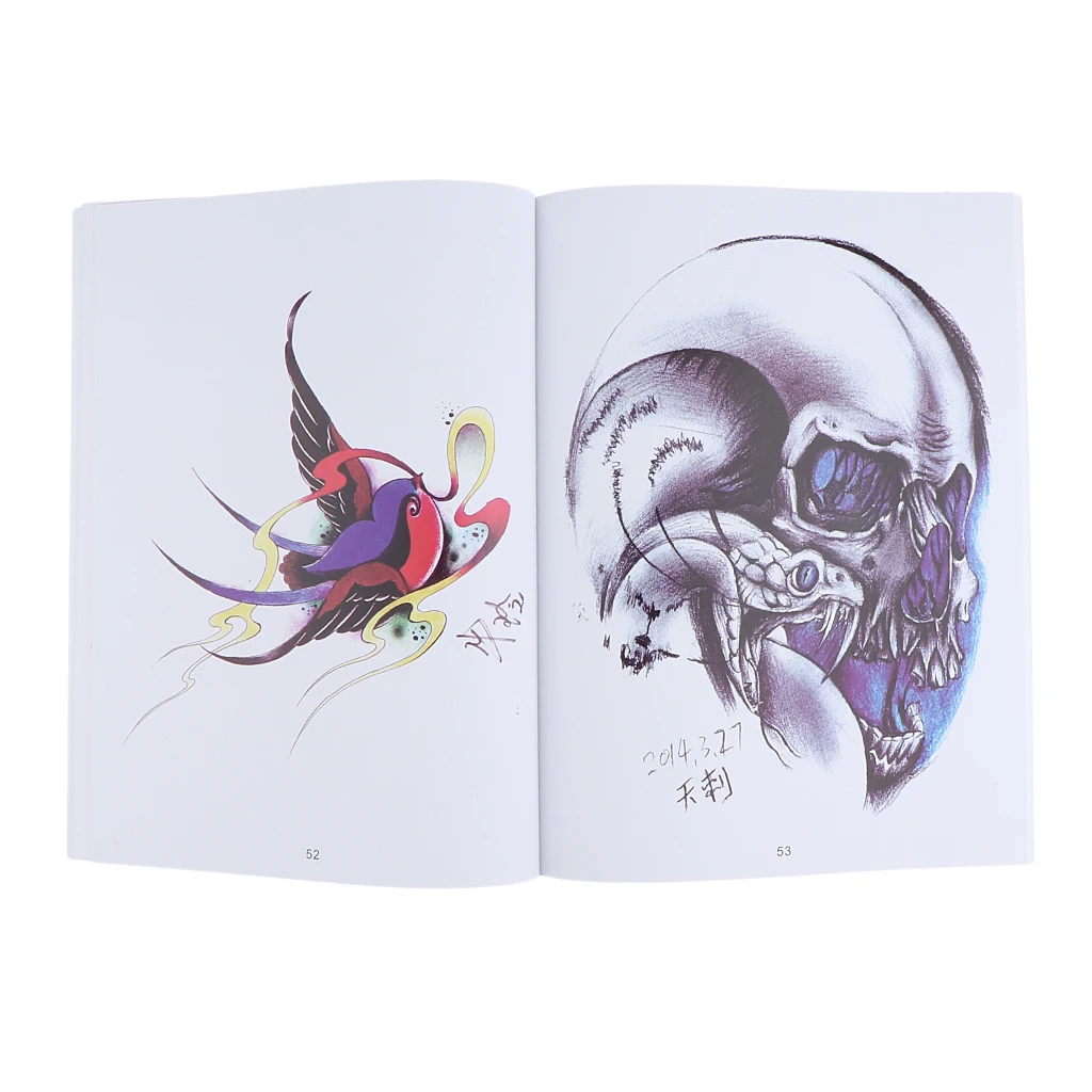 108 Pages Gorgeous Tattoo Art Designs Flash Manuscript Sketch Line Book Dragon Figures Skull Birds Flowers Butterfly Patterns