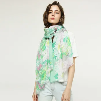 

2019 Fashion Long Section Printed Beach Scarf For Lady wrap and shawl Soft Thin Cotton Flower Scarves Women foulard Plus Size
