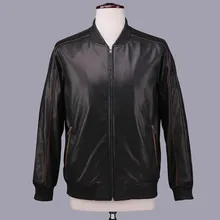 YOLANFAIRY/мужская куртка из натуральной кожи; кожаная куртка-бомбер из овчины; сезон весна-осень; Качественная верхняя одежда; Veste Homme 16-H21# MF396