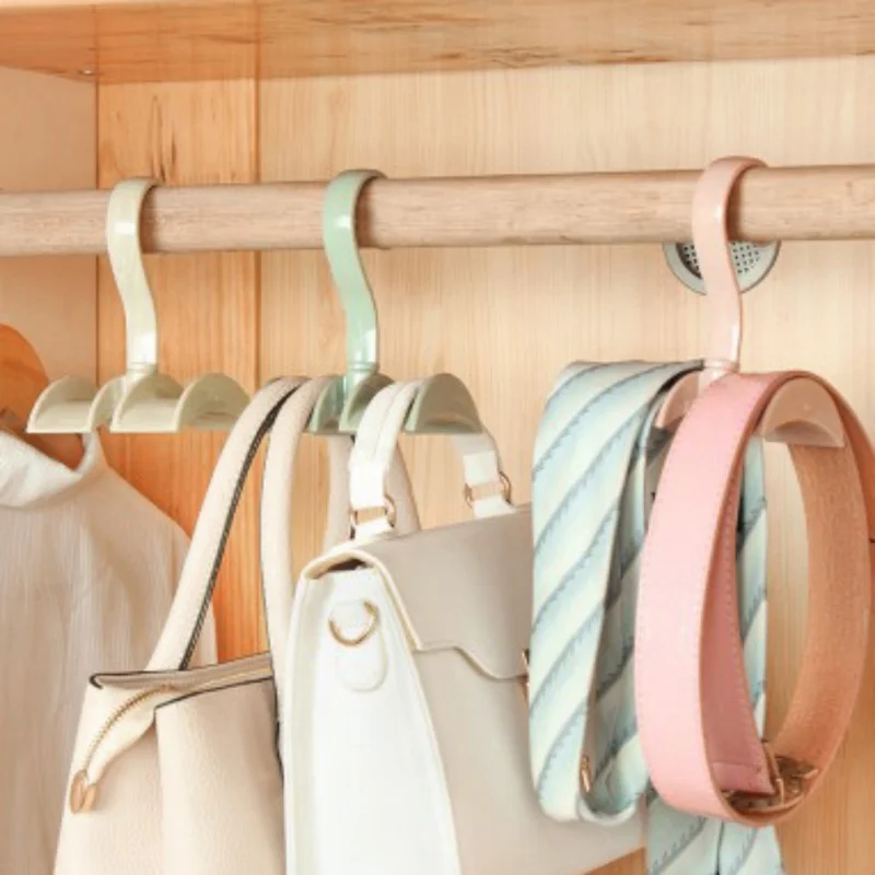 New 360-degree Rotation Closet Organizer Rod Hanger Handbag Storage Purse Hanging Rack Holder Hook Bag Clothing Hanger