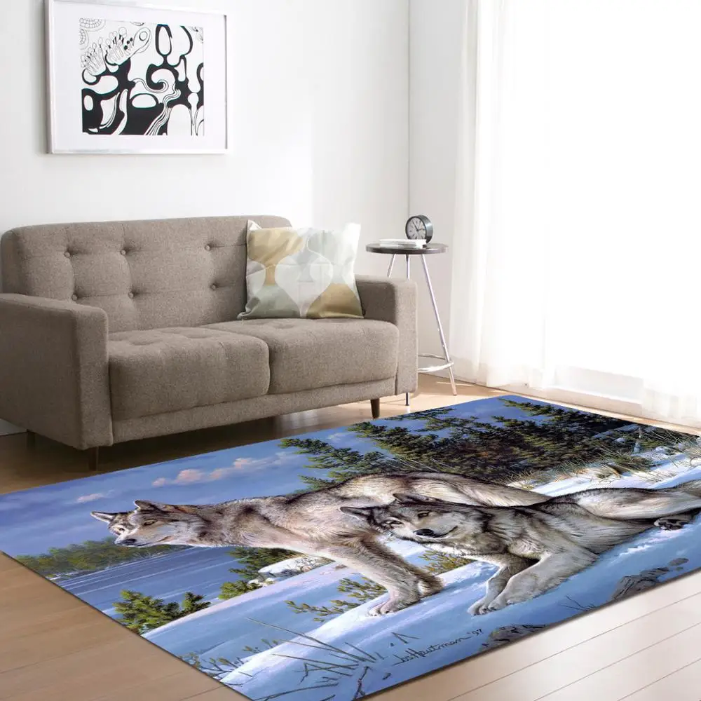 Креативный ковер с изображением животных волка, современный ковер для помещений, коврик для спальни, Детский ковер для гостиной, домашний декор для спальни