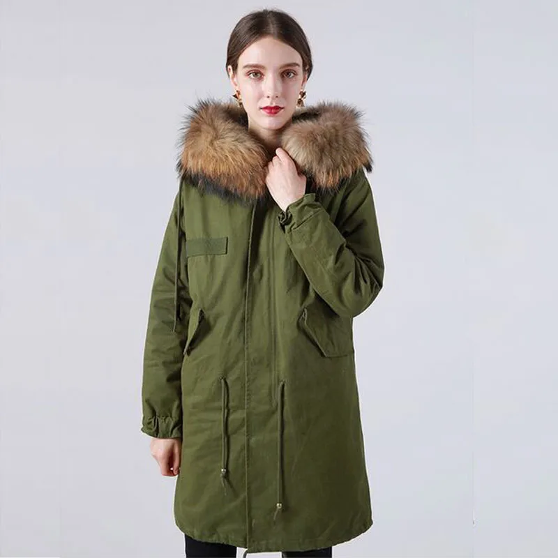 

New Fashion 2019 Winter Jacket Women White Duck Down Jacket Oversize Long Down Coat Large Real Raccoon Fur Hooded Warm Parka