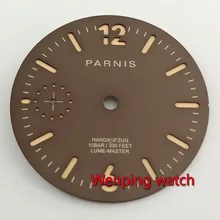 Parnis 35,4 мм коричневый кофейный циферблат подходит для ETA 6497 Чайка st3600 ручной обмотки механизм P910