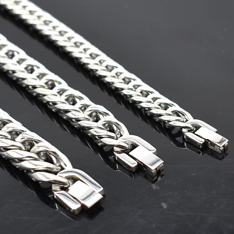 AMUMIU мужские браслеты, 8 мм/10 мм/12 мм Широкий рок модный подарок для человека звено цепи браслет из нержавеющей стали, украшения в стиле хип-хоп для мальчика HZB101
