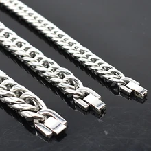 AMUMIU мужские браслеты, 8 мм/10 мм/12 мм Широкий рок модный подарок для человека звено цепи браслет из нержавеющей стали, украшения в стиле хип-хоп для мальчика HZB101