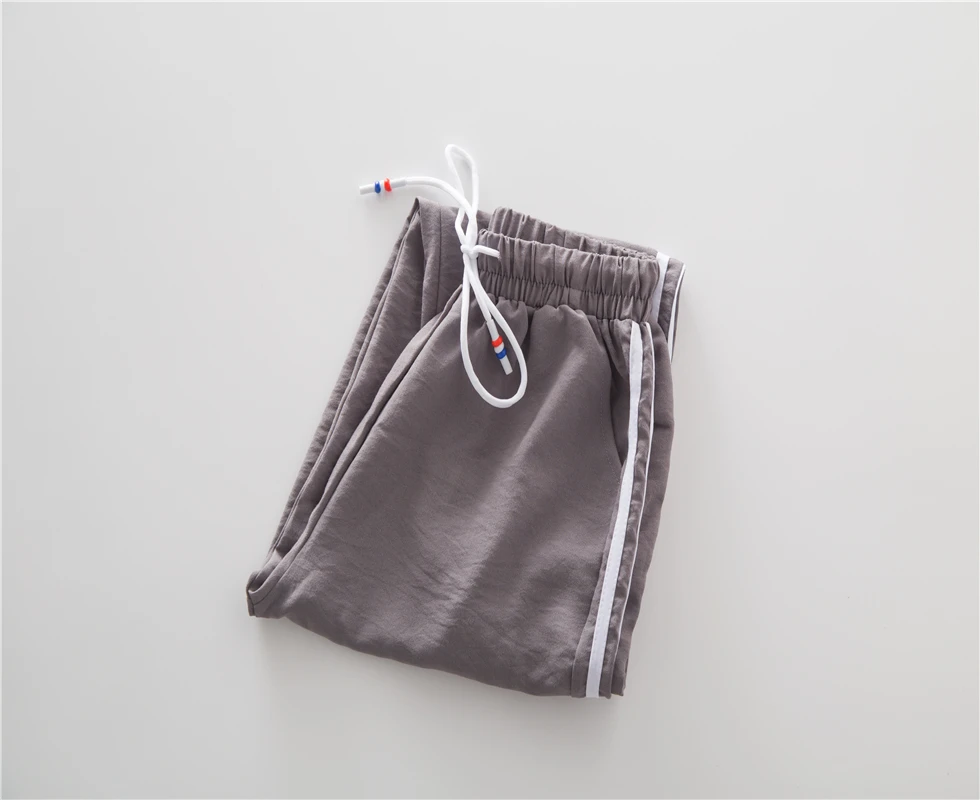طويلة الترفيه السراويل النساء قيعان الصيف الربيع الإناث الملابس مزدوجة مخطط Jogger هارين السراويل Sweatpants رياضي البناطيل