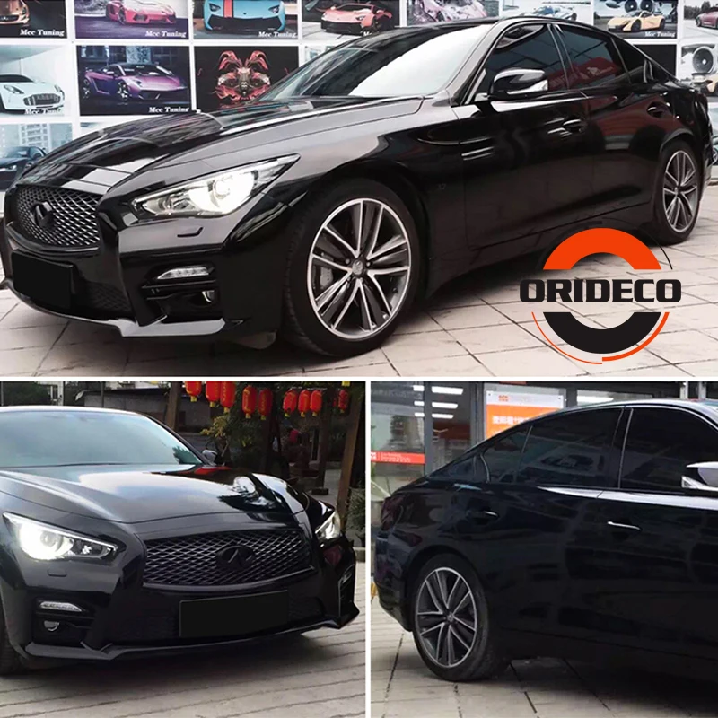 black highly glossy vinyl car wrapping 2