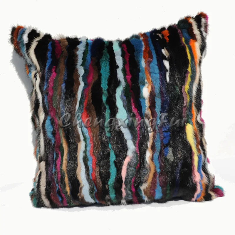 

FREE SHIPPING CX-D-15C European Fashion Genuine Mink Fur Cushion Cover