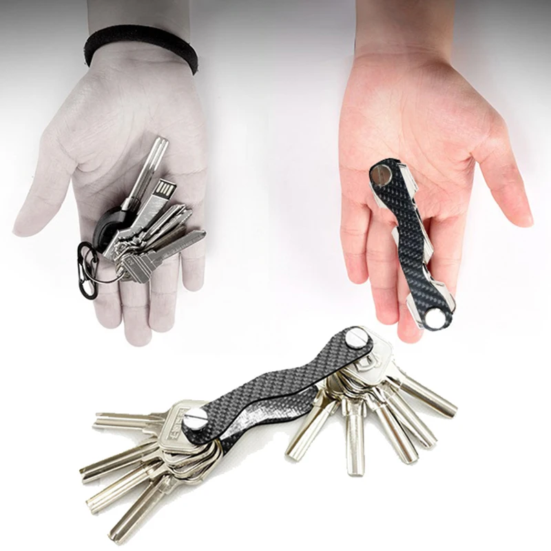 Умный держатель для ключей, брелок из углеродного волокна, карманный органайзер, ключница, многофункциональный брелок, Карманный ключ, инструмент, органайзер для ключей, черный