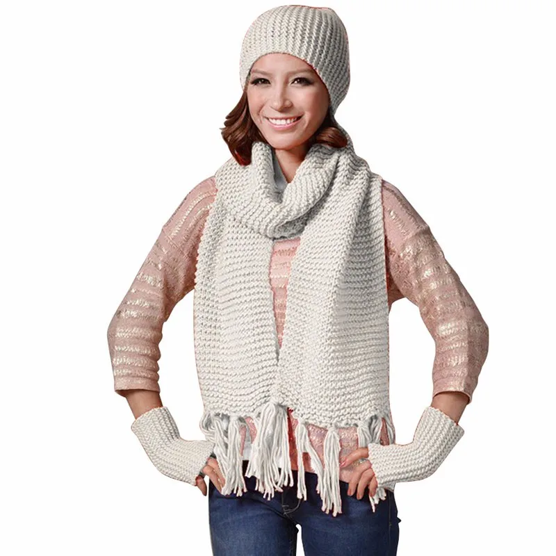 pink scarf and glove set