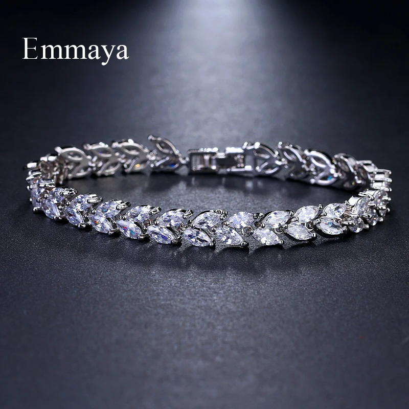 Emmaya брендовые модные шармы AAA кубический Белый Циркон четыре цвета лист