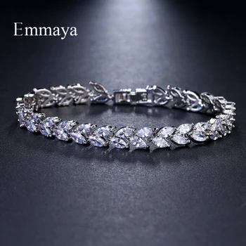 Emmaya Brand Fashion Charm AAA Cubic White Zircon Four Colors Leaf Jewelry Bracelets For Woman Elegance Wedding Party Gift emmaya new top white gold plate flower jewelry set aaa cubic zircon pendant earrings for women wedding jewelry sets