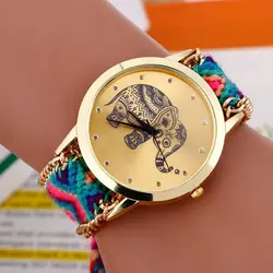 Reloj Mujer Новый Для женщин бренд часы Для женщин браслет Кварцевые часы Повседневное Плетеный слон Круглый циферблат платье Наручные часы