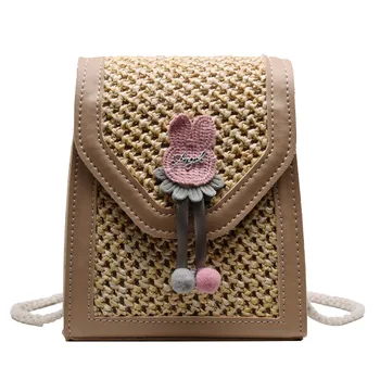 

Bags For Women 2019 Fashion Wild Simple Messenger Bag For Girls Retro Woven Shoulder Solid Color Handbag Woven Beach Bag K522