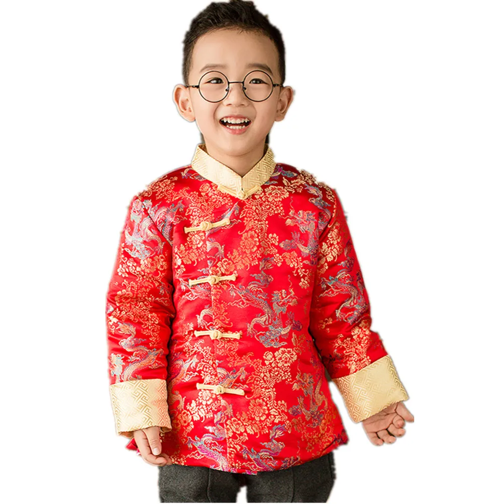 

2019 Chinese Traditional Tang Costume Baby Boys Coats Quilted Children Outerwear Outfit Tops China Dress China School Uniform