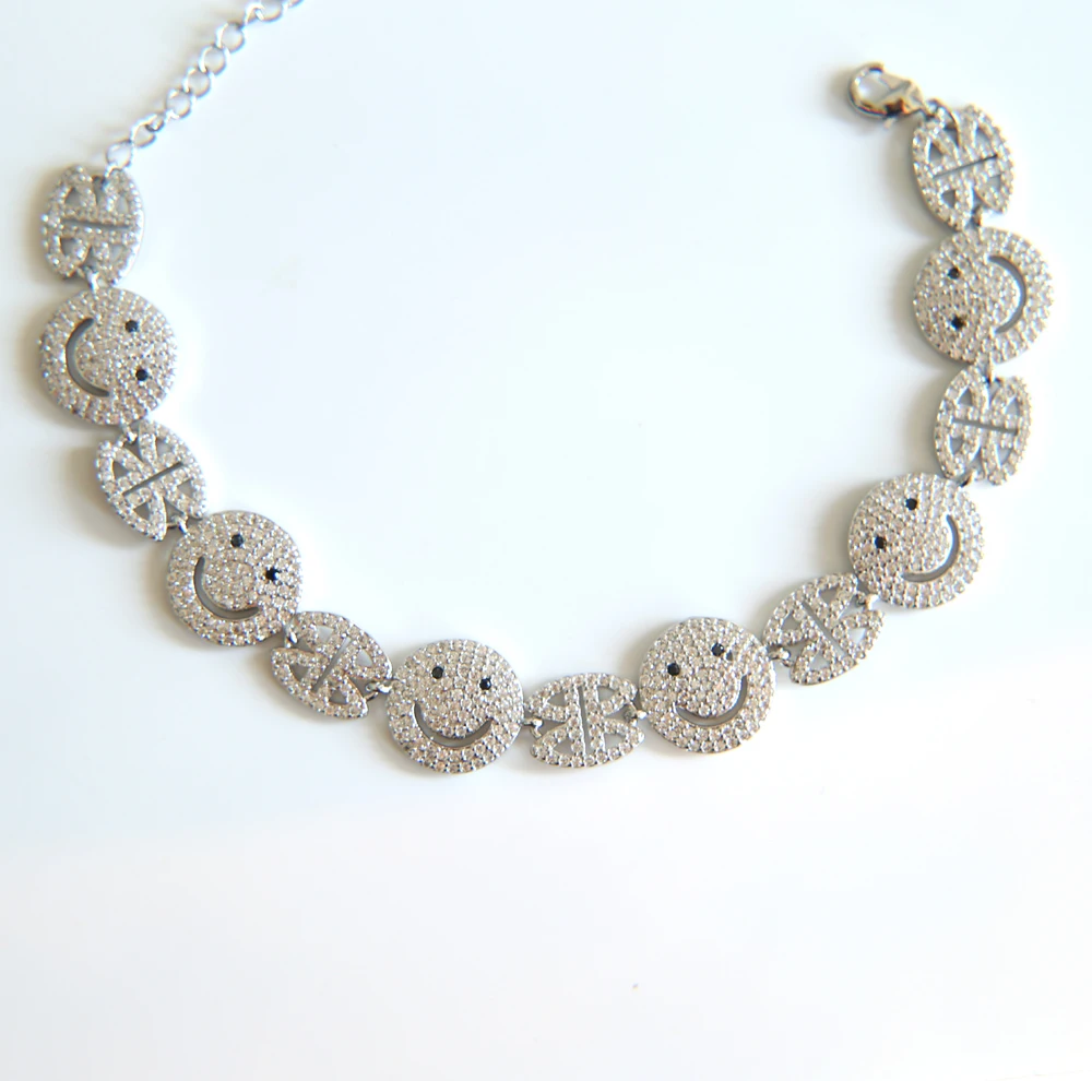 Серебряные золотые цвета смайлик лицо очаровательные браслеты для женщин простые женские серебряные цвета украшение браслет Feminina