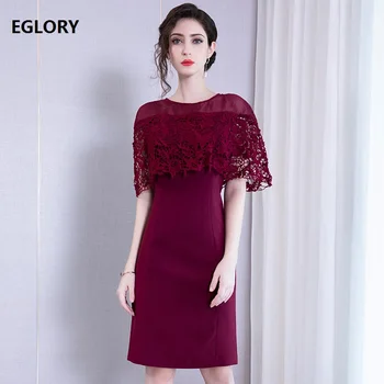 

Cape Poncho Dress 2019 Summer Elegant Party Woman Hollow Out Lace Embroidery Patchwork Bodycon Sheath Dress Wine Red Black 4XL