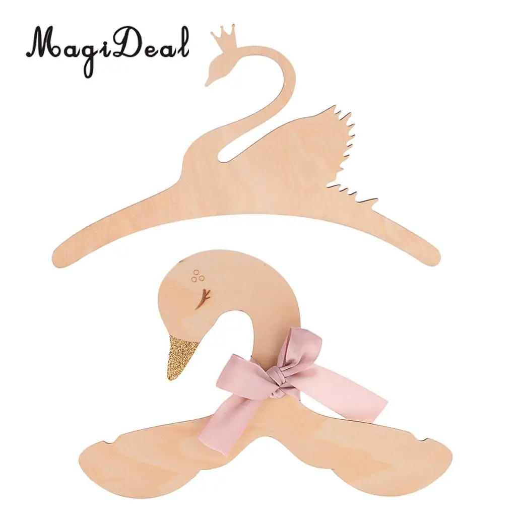 2pcs/Set Novelty Swan Baby Kids Room Nursery Wooden Coat Clothes Hook Hanger Gift Favor Photo Prop
