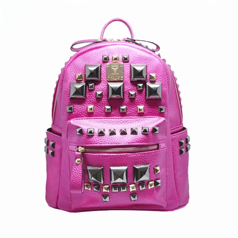 2016 Fashion Women Bag Waterproof PU Leather Rivet Backpack Women s Backpacks for Teenage Girls Ladies