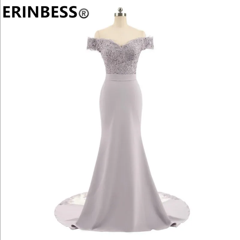 ERINBESS Robe De Soiree Mermaid Navy Blue Long Prom Dresses Party Elegant Vestido De Festa Long Evening Gown 2019